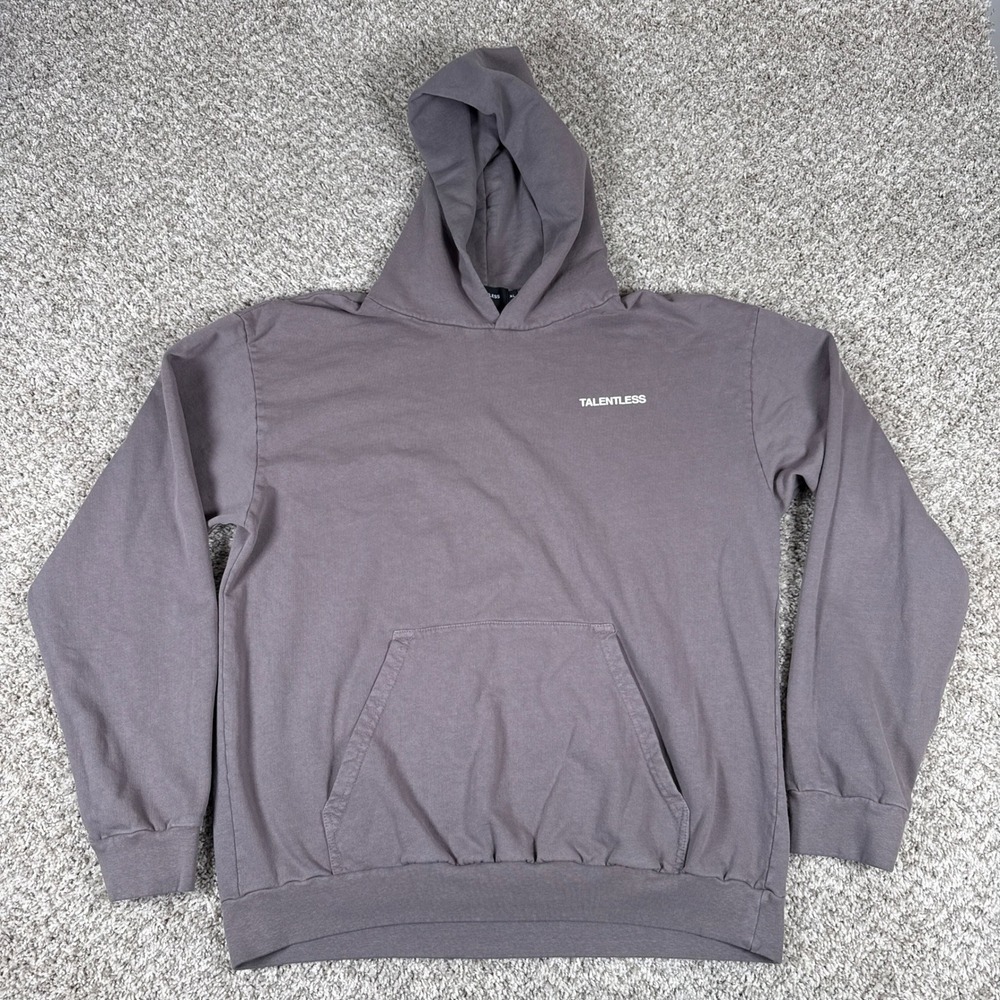 Talentless Hoodie Men XL Purple Grey Heavyweight Cotton Distressed Streetwear